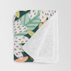 Summer Bloom - Dark Green Background  Throw Blanket Gallery Image 3
