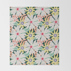 Summer Bloom - Dark Green Background  Throw Blanket Gallery Image 2