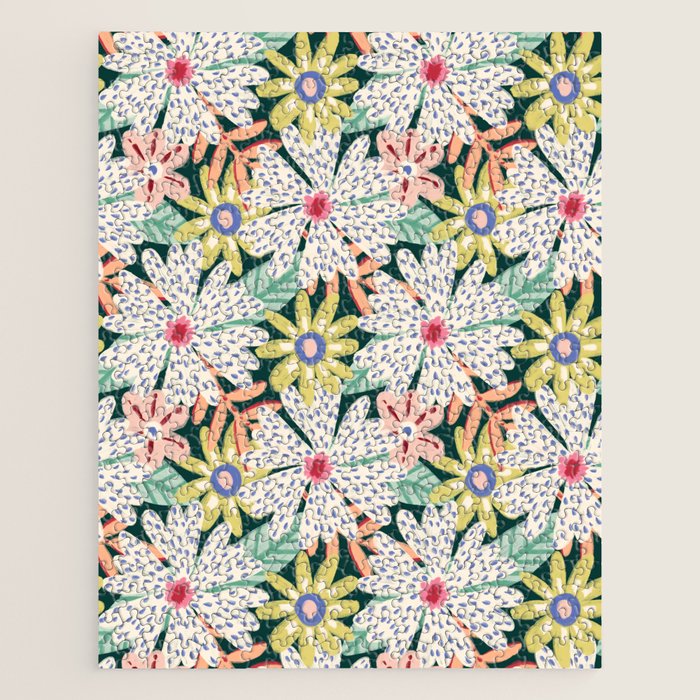 Summer Bloom - Dark Green Background  Jigsaw Puzzle Gallery Image 1
