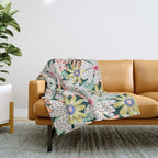 Summer Bloom - Dark Green Background  Throw Blanket Gallery Image 1