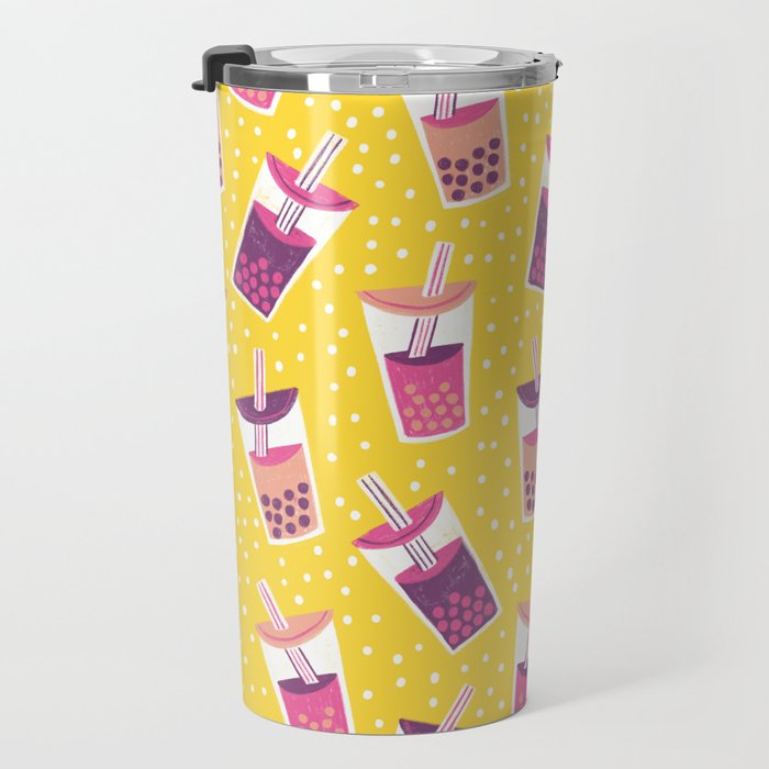 Bubble Tea Boba Pattern Travel Mug Gallery Image 3