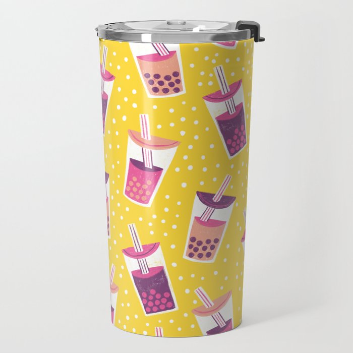Bubble Tea Boba Pattern Travel Mug Gallery Image 2