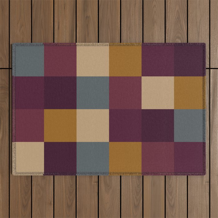 Bold Autumn Checks Pattern - Large XIII Outdoor Rug Gallery Image 1