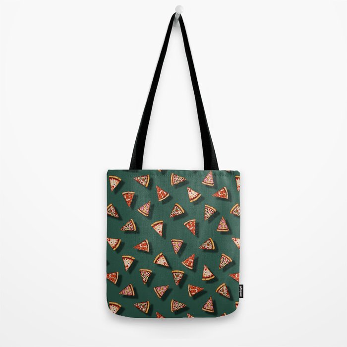 Pizza Party Pattern - Floating Pizza Slices on Teal Tote Bag Gallery Image 2