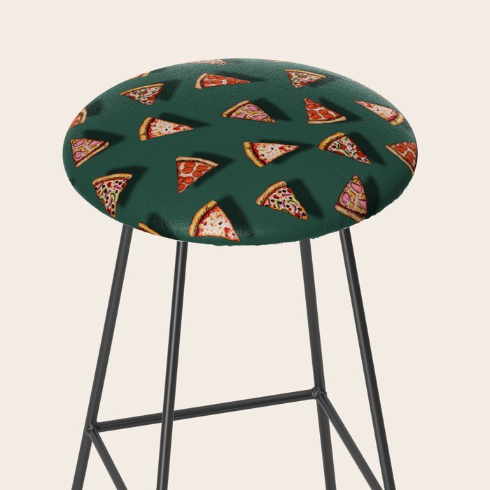 Pizza Party Pattern - Floating Pizza Slices on Teal Stool Gallery Image 2