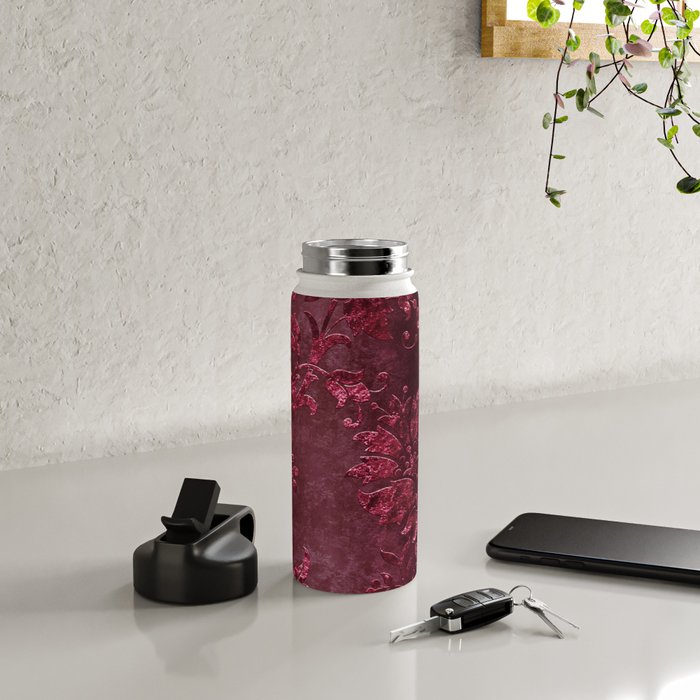 Embossed Claret Velvet 08 Water Bottle Gallery Image 4