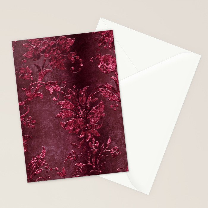 Embossed Claret Velvet 08 Stationery Card Gallery Image 2