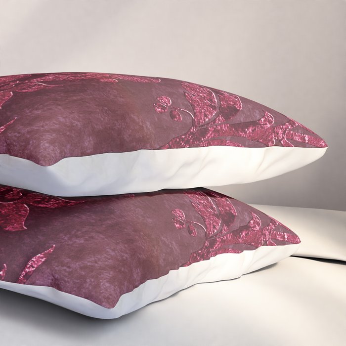 Embossed Claret Velvet 08 Pillow Sham Gallery Image 3