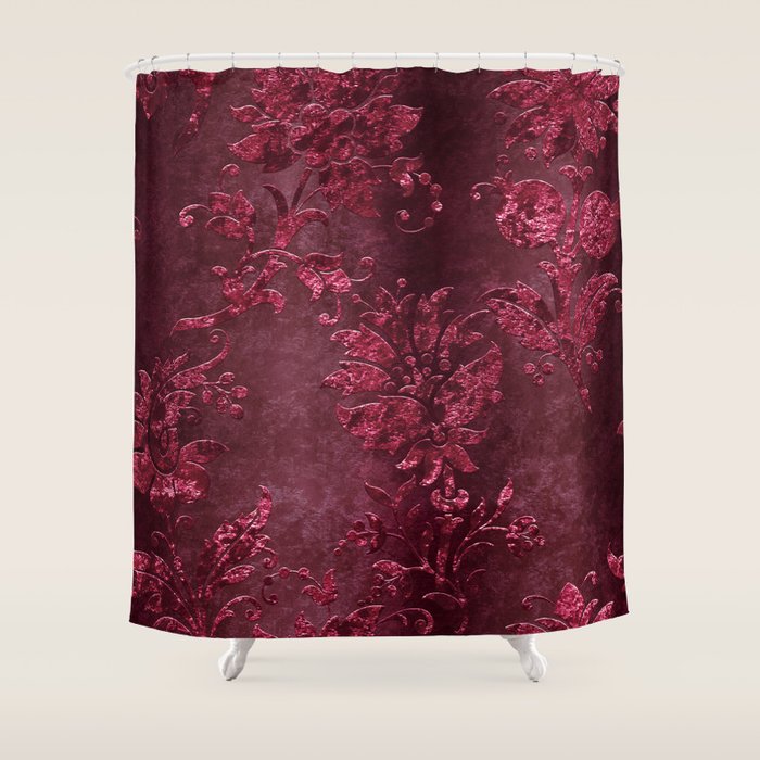 Embossed Claret Velvet 08 Shower Curtain Gallery Image 1