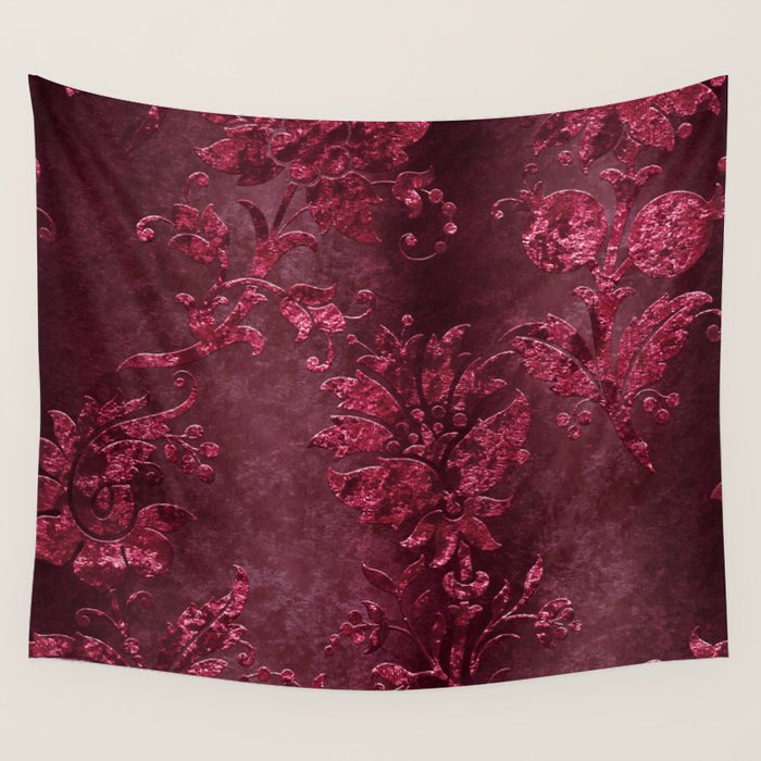 Embossed Claret Velvet 08 Wall Tapestry Gallery Image 1