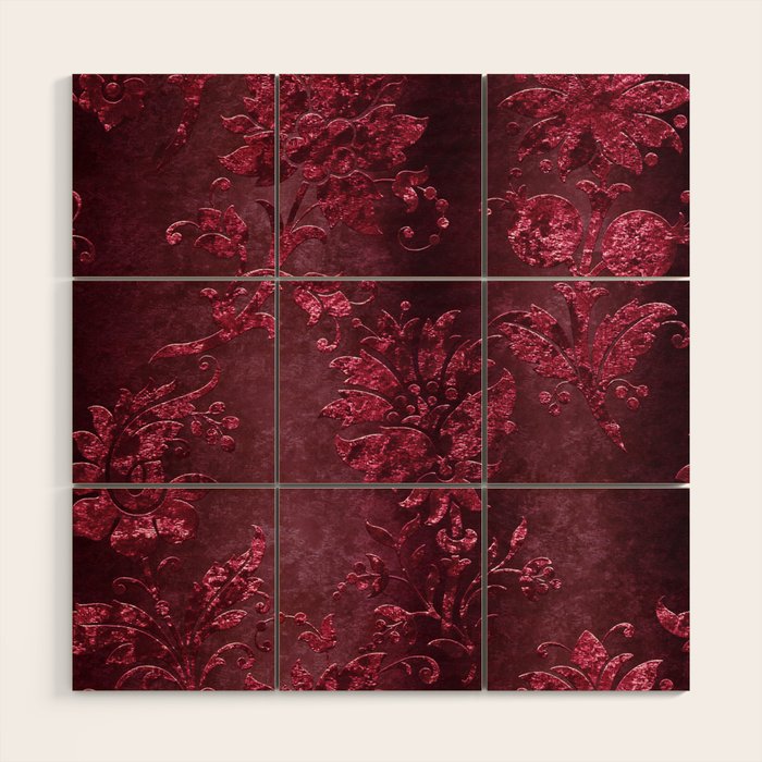 Embossed Claret Velvet 08 Wood Wall Art Gallery Image 1