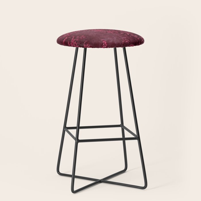 Embossed Claret Velvet 08 Stool Gallery Image 1