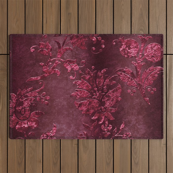 Embossed Claret Velvet 08 Outdoor Rug Gallery Image 1