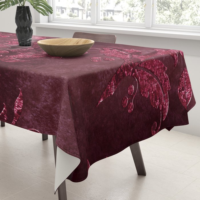 Embossed Claret Velvet 08 Tablecloth Gallery Image 3