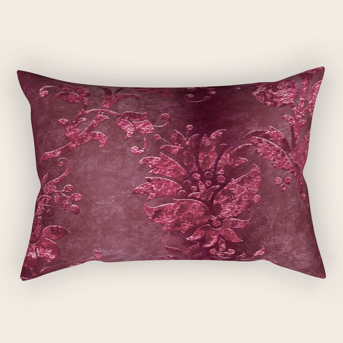 Embossed Claret Velvet 08 Rectangular Pillow Gallery Image 2
