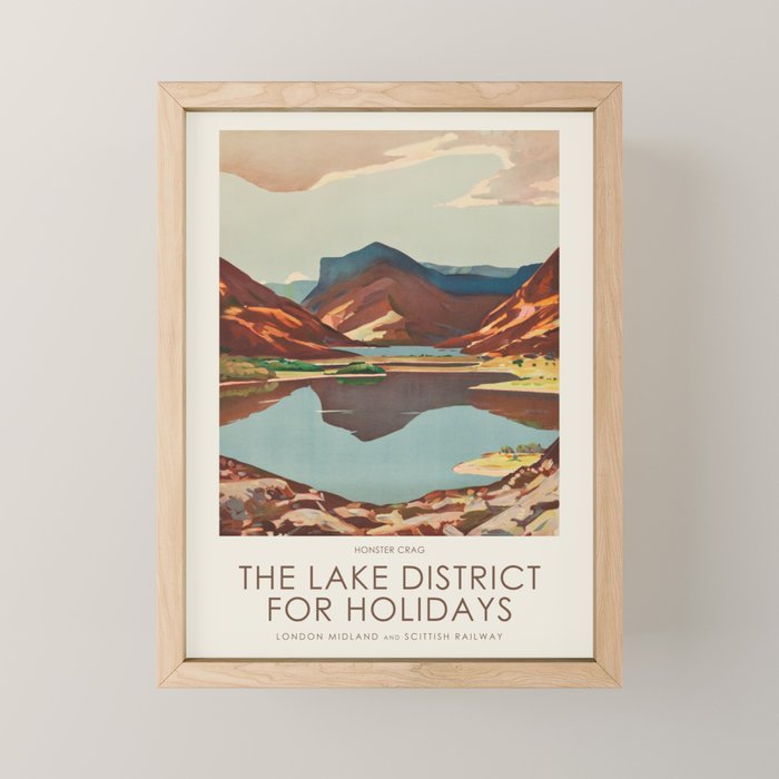 English vintage travel poster - The Lake District for holidays, 1930s Mini Art Print Gallery Image 1
