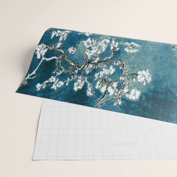 Van Gogh Almond Blossoms : Dark Teal Wrapping Paper Gallery Image 2