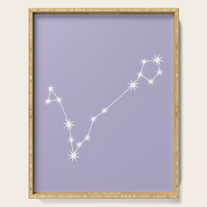 Pisces Zodiac Star Constellation Line Art Pastel Lavender Serving Tray Gallery Image 1