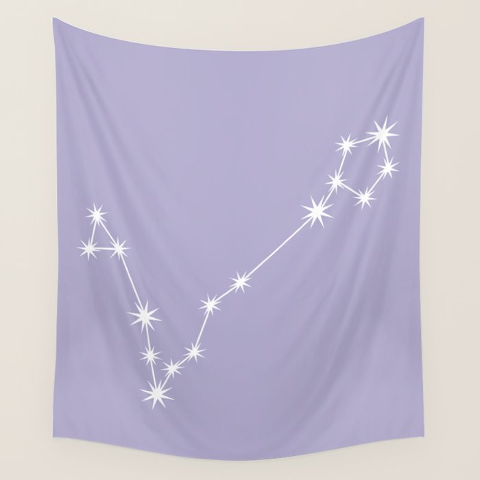 Pisces Zodiac Star Constellation Line Art Pastel Lavender Wall Tapestry Gallery Image 1