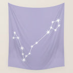 Pisces Zodiac Star Constellation Line Art Pastel Lavender Wall Tapestry Gallery Image 4