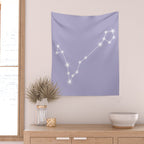Pisces Zodiac Star Constellation Line Art Pastel Lavender Wall Tapestry Gallery Image 2