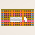 Eclectic and Colorful Woven Stripes Retro Contemporary Pattern in Brown Lime Pink Orange Blue Desk Mat Gallery Image 1