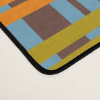 Eclectic and Colorful Woven Stripes Retro Contemporary Pattern in Brown Lime Pink Orange Blue Desk Mat Gallery Image 4