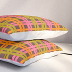 Eclectic and Colorful Woven Stripes Retro Contemporary Pattern in Brown Lime Pink Orange Blue Pillow Sham Gallery Image 3