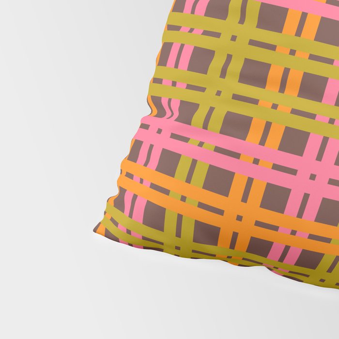 Eclectic and Colorful Woven Stripes Retro Contemporary Pattern in Brown Lime Pink Orange Blue Pillow Sham Gallery Image 4