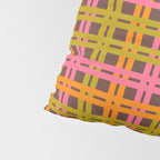 Eclectic and Colorful Woven Stripes Retro Contemporary Pattern in Brown Lime Pink Orange Blue Pillow Sham Gallery Image 4