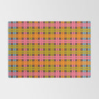 Eclectic and Colorful Woven Stripes Retro Contemporary Pattern in Brown Lime Pink Orange Blue Rug Gallery Image 2