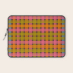 Eclectic and Colorful Woven Stripes Retro Contemporary Pattern in Brown Lime Pink Orange Blue Laptop Sleeve Gallery Image 1