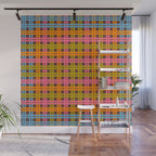 Eclectic and Colorful Woven Stripes Retro Contemporary Pattern in Brown Lime Pink Orange Blue Wall Mural Gallery Image 1