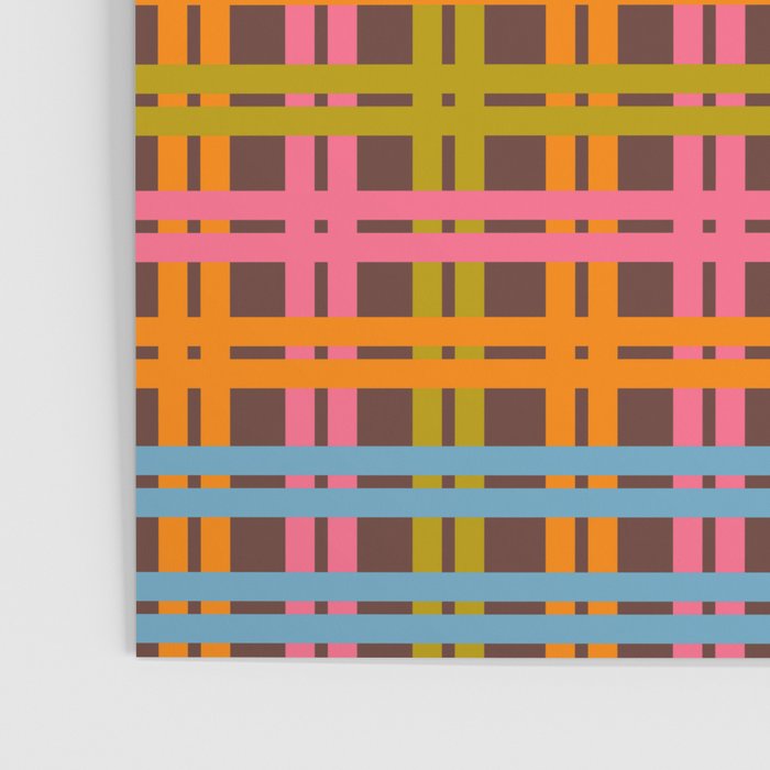 Eclectic and Colorful Woven Stripes Retro Contemporary Pattern in Brown Lime Pink Orange Blue Poster Gallery Image 3
