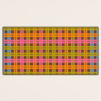 Eclectic and Colorful Woven Stripes Retro Contemporary Pattern in Brown Lime Pink Orange Blue Desk Mat Gallery Image 3