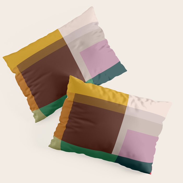 Modern Multicolor Geometric Abstract Art with Overlapping Shapes Pillow Sham Gallery Image 3