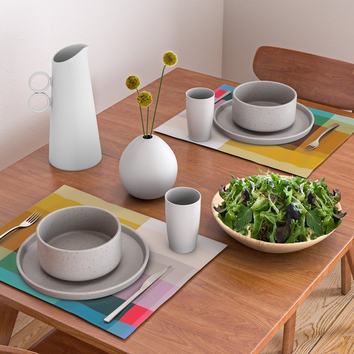 Modern Multicolor Geometric Abstract Art with Overlapping Shapes Placemat Gallery Image 2