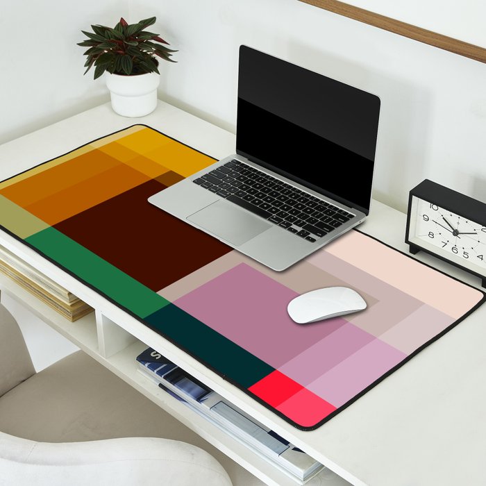 Modern Multicolor Geometric Abstract Art with Overlapping Shapes Desk Mat Gallery Image 2