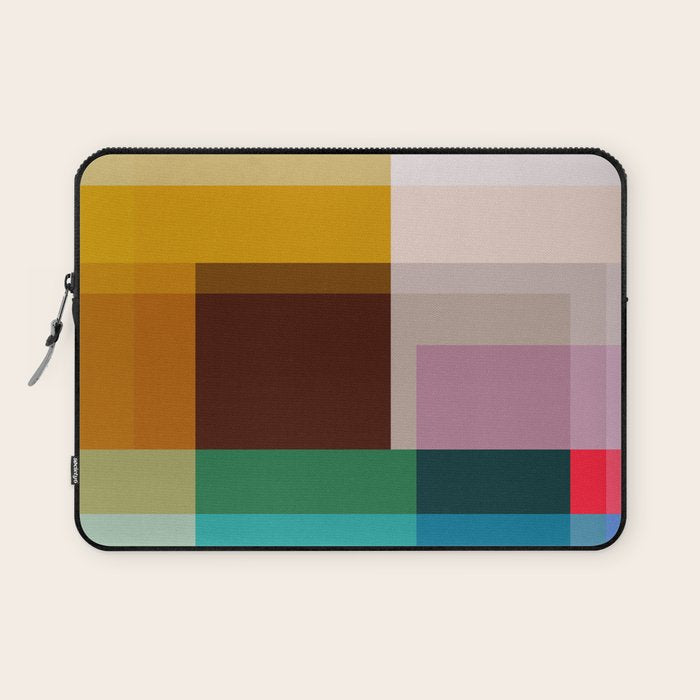 Modern Multicolor Geometric Abstract Art with Overlapping Shapes Laptop Sleeve Gallery Image 1