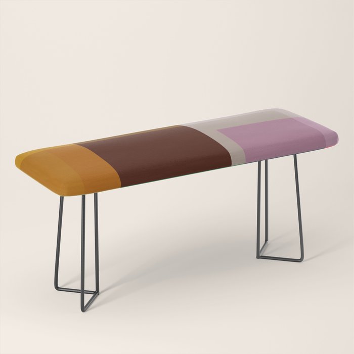 Modern Multicolor Geometric Abstract Art with Overlapping Shapes Bench Gallery Image 1