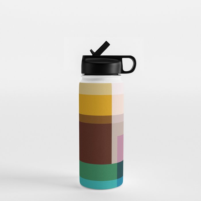 Modern Multicolor Geometric Abstract Art with Overlapping Shapes Water Bottle Gallery Image 1