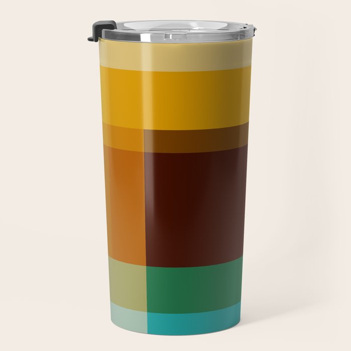 Modern Multicolor Geometric Abstract Art with Overlapping Shapes Travel Mug Gallery Image 3