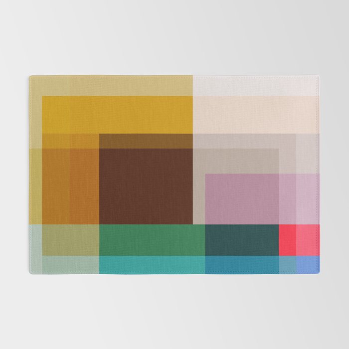 Modern Multicolor Geometric Abstract Art with Overlapping Shapes Rug Gallery Image 2