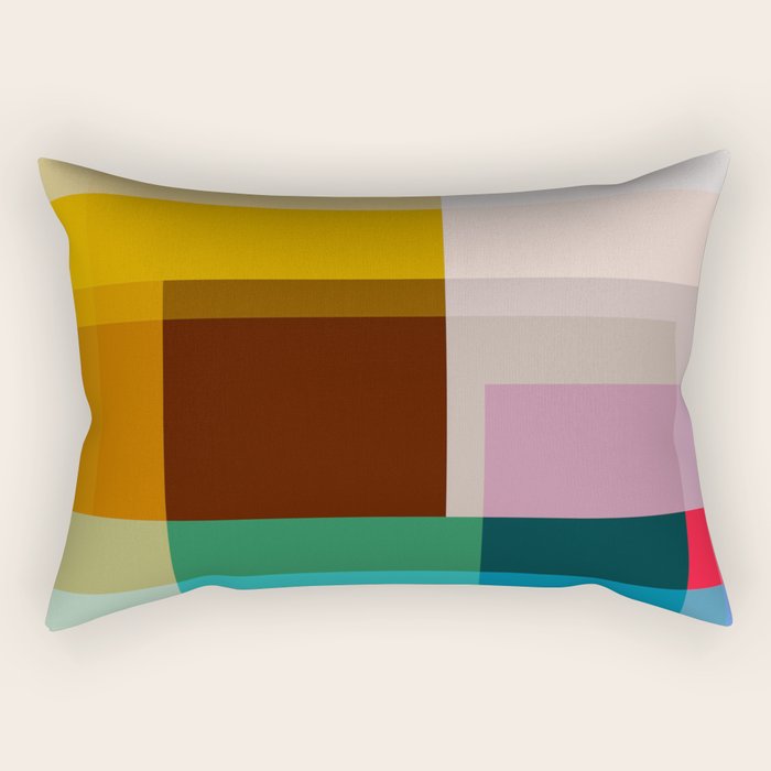 Modern Multicolor Geometric Abstract Art with Overlapping Shapes Rectangular Pillow Gallery Image 2