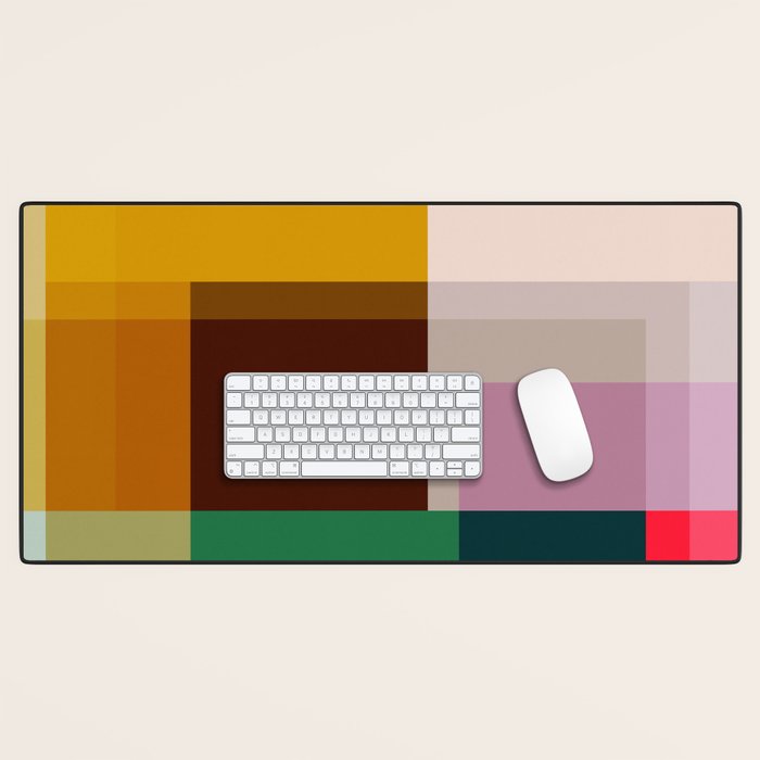 Modern Multicolor Geometric Abstract Art with Overlapping Shapes Desk Mat Gallery Image 1