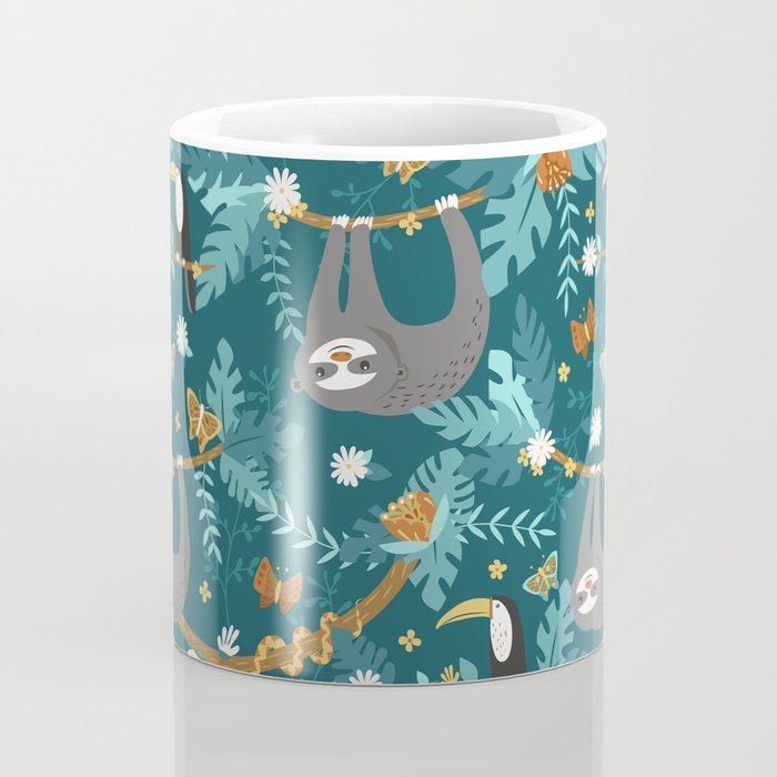 Sloth Hanging in a Teal Forest Coffee Mug Gallery Image 4