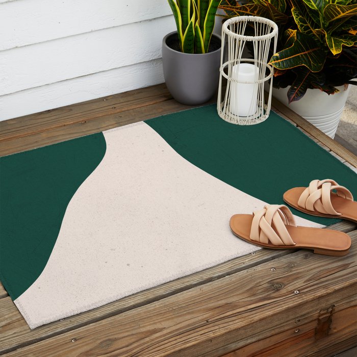 Emerald green abstract art Outdoor Rug Gallery Image 2