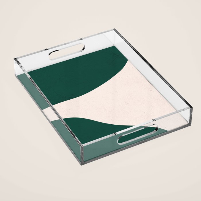 Emerald green abstract art Acrylic Tray Gallery Image 1