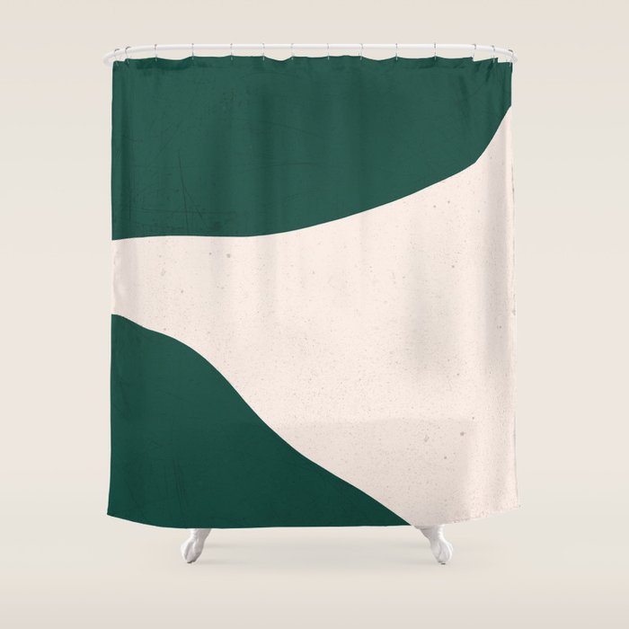 Emerald green abstract art Shower Curtain Gallery Image 1