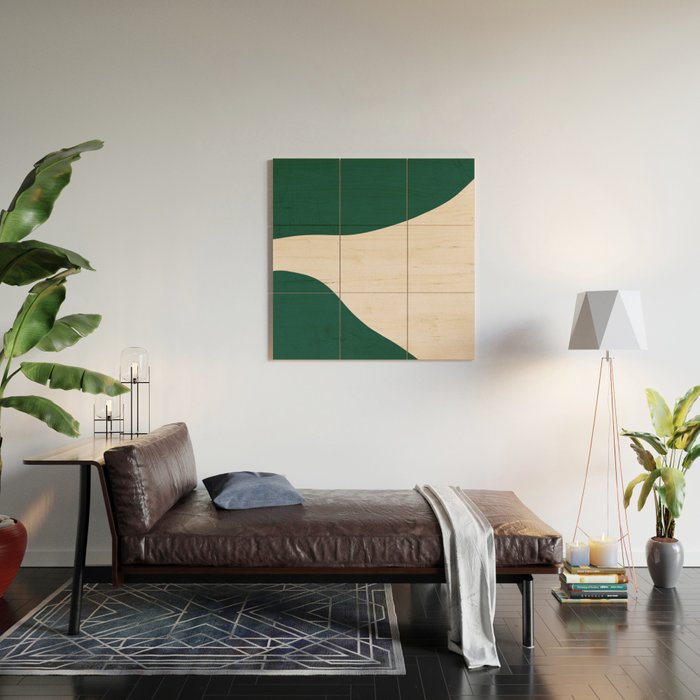 Emerald green abstract art Wood Wall Art Gallery Image 2
